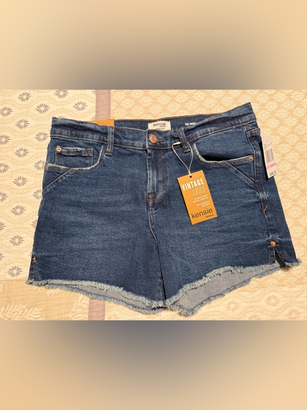 Kensie Vintage Luxe The Short High-Rise Denim Shorts - Blue
